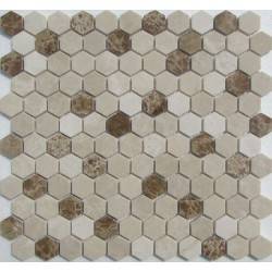 "Философия Мозаики" Hexagon Cream мраморная мозаика