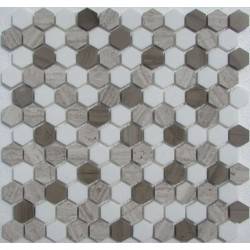 "Философия Мозаики" Hexagon Dark Grey мраморная мозаика