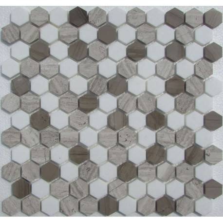 "Философия Мозаики" Hexagon Dark Grey мраморная мозаика