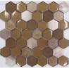 LIYA Mosaic Hexagon Brown Metal микс стеклянной и алюминиевой плитки-мозаики
