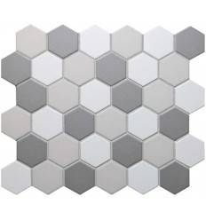 LIYA Mosaic Porcelain Hexagon Mix Grey 51 мозаика керамическая