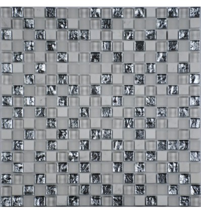 "Философия Мозаики" Cube White смесь стеклянной и каменной плитки-мозаики