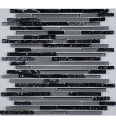 "Философия Мозаики" Stripes Grey микс стеклянной и каменной плитки-мозаики
