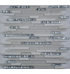 "Философия Мозаики" Stripes White микс стеклянной и каменной плитки-мозаики