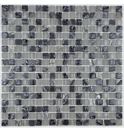 "Философия Мозаики" Cube Grey смесь стеклянной и каменной плитки-мозаики