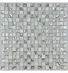 "Философия Мозаики" Cube White смесь стеклянной и каменной плитки-мозаики