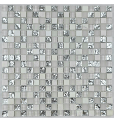 "Философия Мозаики" Cube White смесь стеклянной и каменной плитки-мозаики