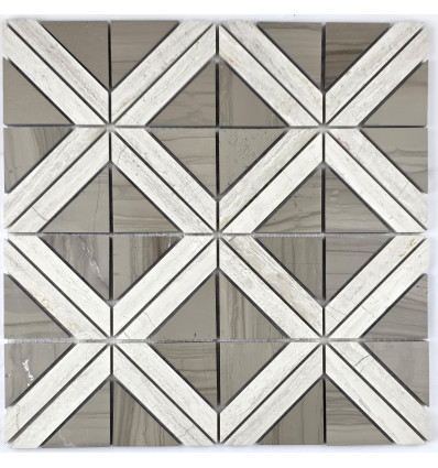 "Философия Мозаики" Romb Grey мраморная мозаика