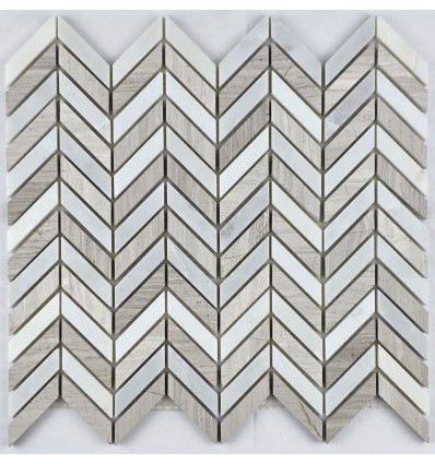 "Философия Мозаики" Fish Bone мраморная мозаика