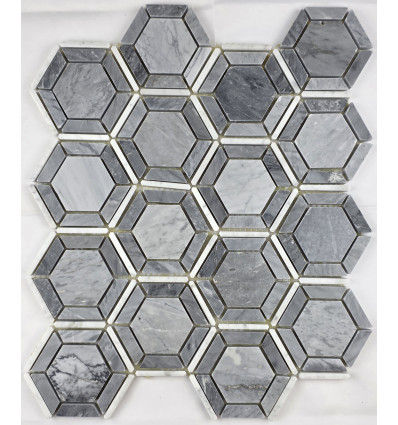 "Философия Мозаики" Hexagon Grigio мраморная мозаика