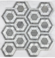 "Философия Мозаики" Hexagon Silver Grey мозаика из мрамора