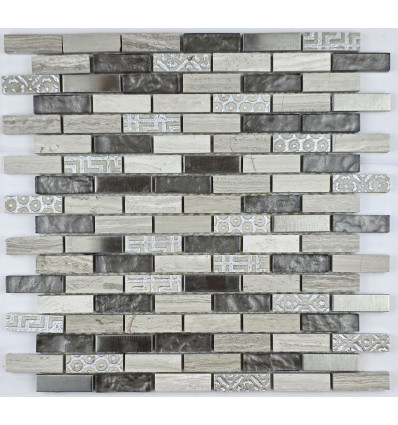 "Философия Мозаики" Stripes Antique микс стеклянной и каменной плитки-мозаики