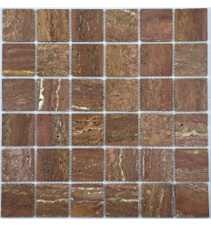 "Философия Мозаики" Red Travertine 48-6W мозаика из травертина