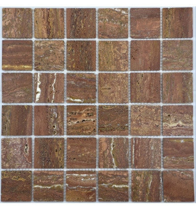 "Философия Мозаики" Red Travertine 48-6W мозаика из травертина
