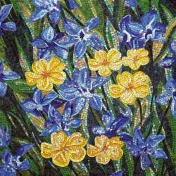"Философия Мозаики" Панно Blue-yellow Flowers мозаика стеклянная