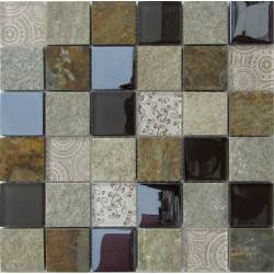 LIYA Mosaic Elements Beige микс стеклянной и каменной плитки-мозаики