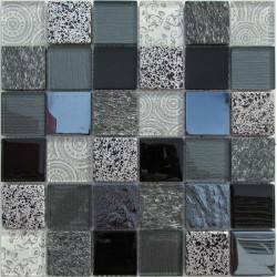 LIYA Mosaic Elements Black микс стеклянной и каменной плитки-мозаики