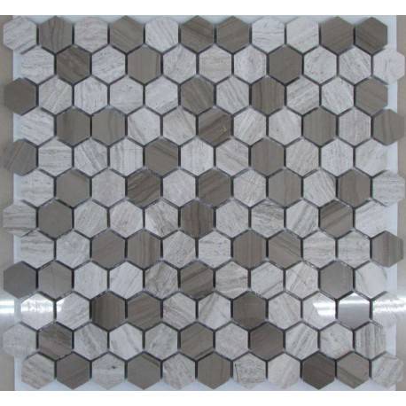 "Философия Мозаики" Hexagon Grey мраморная мозаика